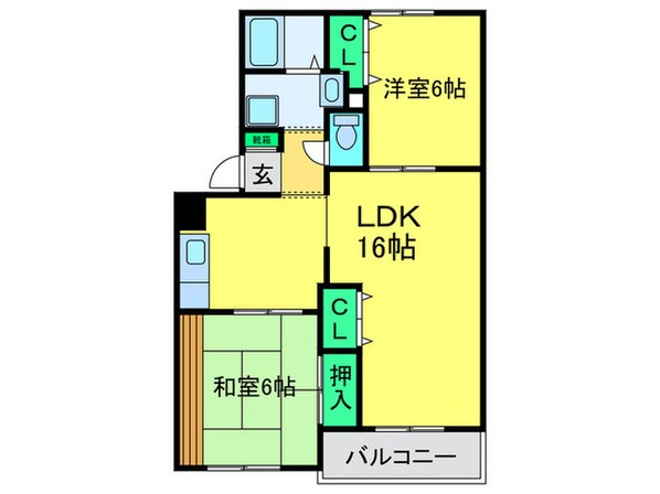 竹城台ハイツE棟の物件間取画像